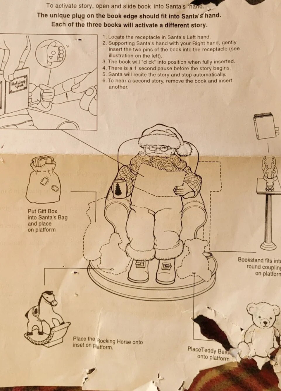 Vtg Collectible Santa. Moving Parts W/3 Books.  Battery Operated